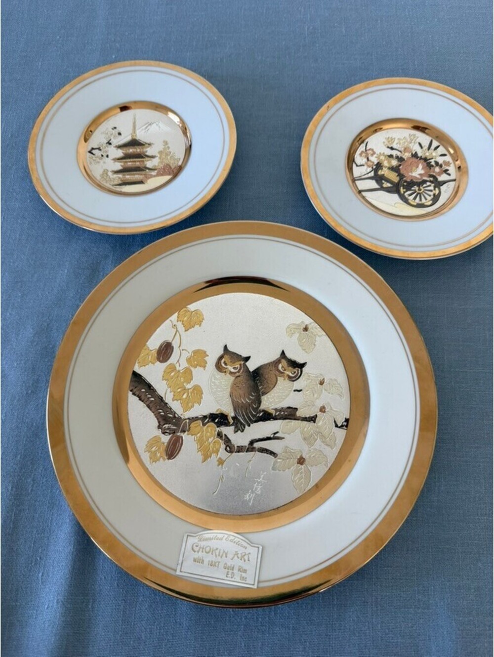 Vintage Japanese "Art of Chokin" Plates